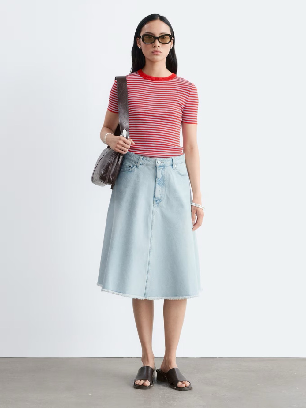 NWT & OTHER STORIES Raw Edge Denim Skirt